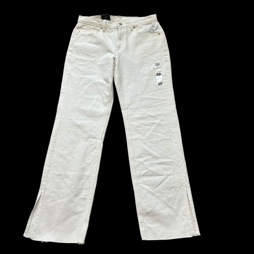 NWT Gap white mid rise split hem ‘90s loose jeans size 28 relaxed straight loose - Picture 2 of 10